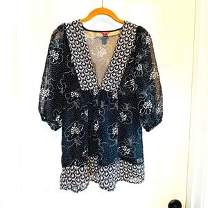 Lola Womens XS Sheer Floral Dot Kimono Top Blouse Navy White Pink
Bohemian